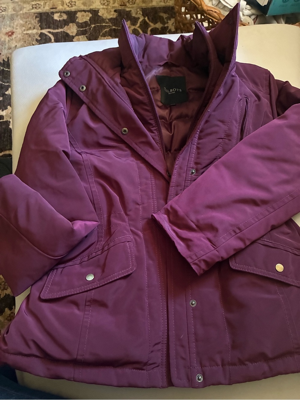 Talbots Deep Plum Quilted Puffer Coat
